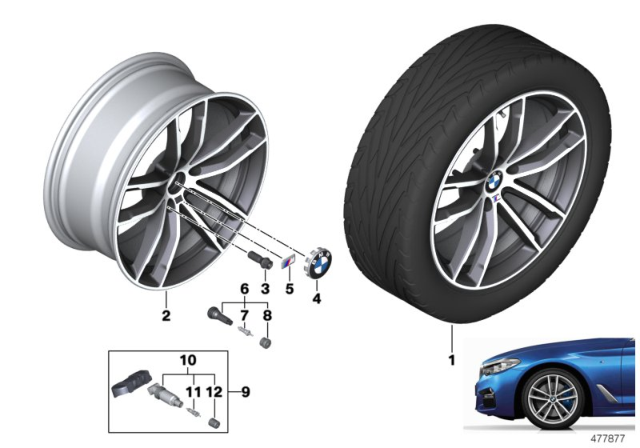 2018 BMW 530i xDrive Light Alloy Rim Ferricgrey Diagram for 36118093405