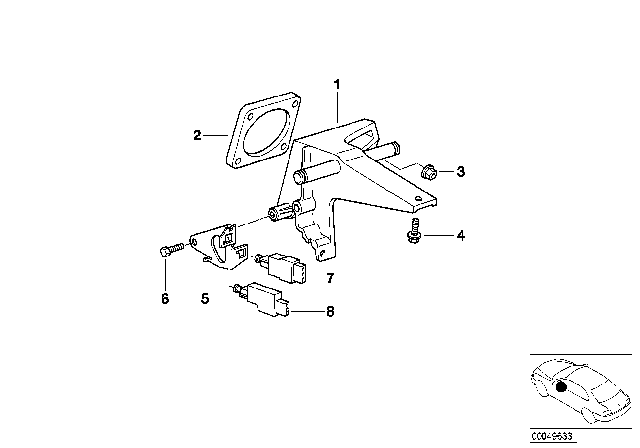 2000 BMW Z3 Pedals - Supporting Bracket Diagram