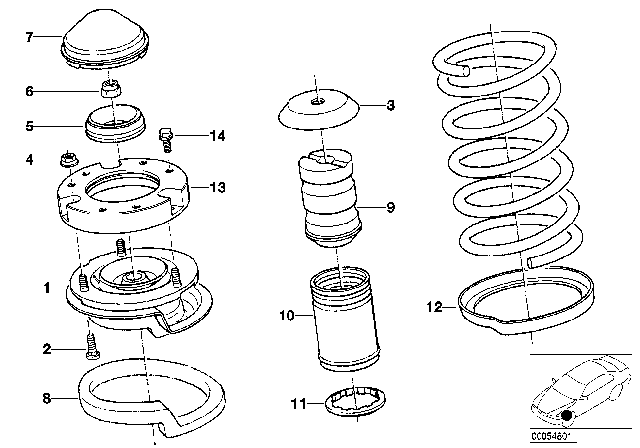 1995 BMW 540i Guide Support / Spring Pad / Attaching Parts Diagram 1