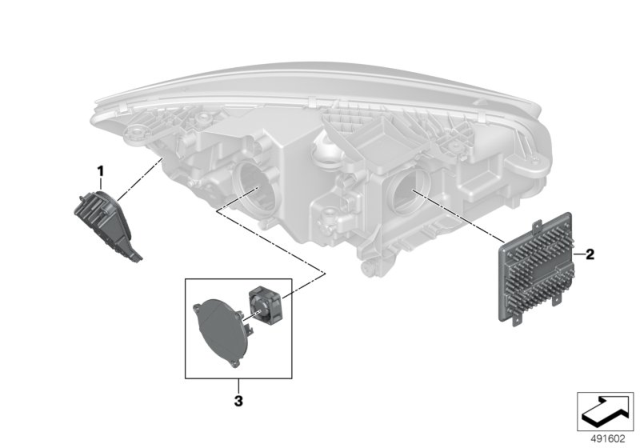 2020 BMW Z4 Electronic Components, Headlight Diagram
