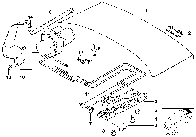 1997 BMW 750iL Single Components For Trunk Lid Diagram 2
