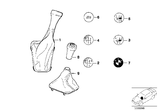 1989 BMW M3 Gearshift Knobs / Coverings / Plaques Diagram