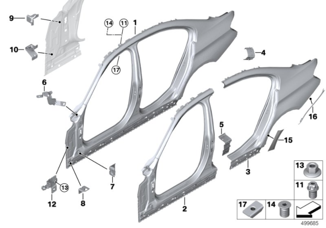 2014 BMW 328i Side Frame Diagram 1