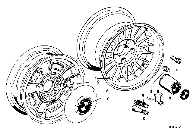1971 BMW 3.0CS Wheel Center Hub Emblem Diagram for 36131181105