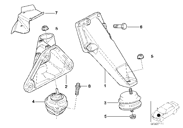 2002 BMW 325xi Engine Suspension Diagram