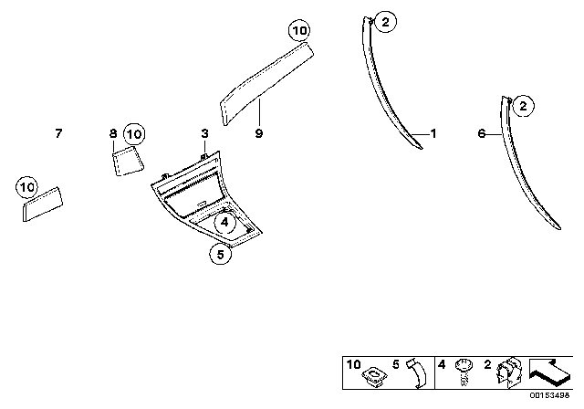 2008 BMW X3 Interior Mouldings Diagram