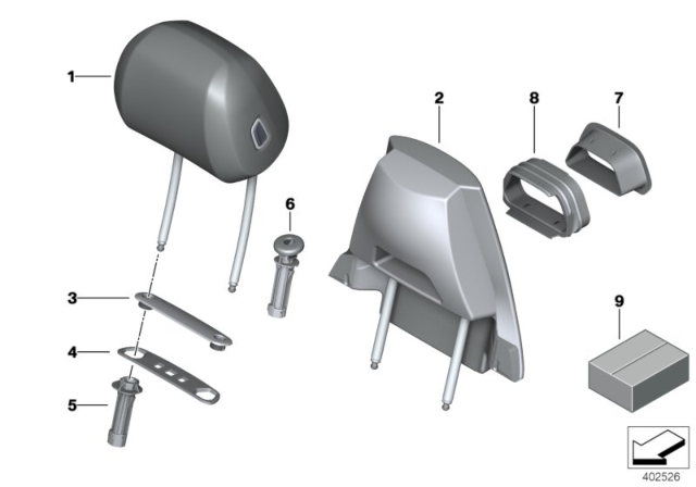 2018 BMW X6 M Seat, Front, Head Restraint Diagram