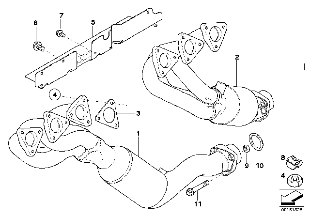 2008 BMW Z4 M Exhaust Manifold With Catalyst Diagram