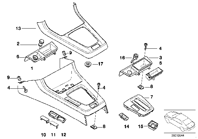 1996 BMW 318ti Switch Cover Diagram for 51168193881