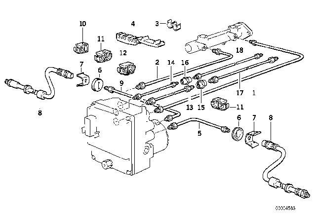 1995 BMW 530i Brake Pipe Front ABS/ASC+T Diagram 1