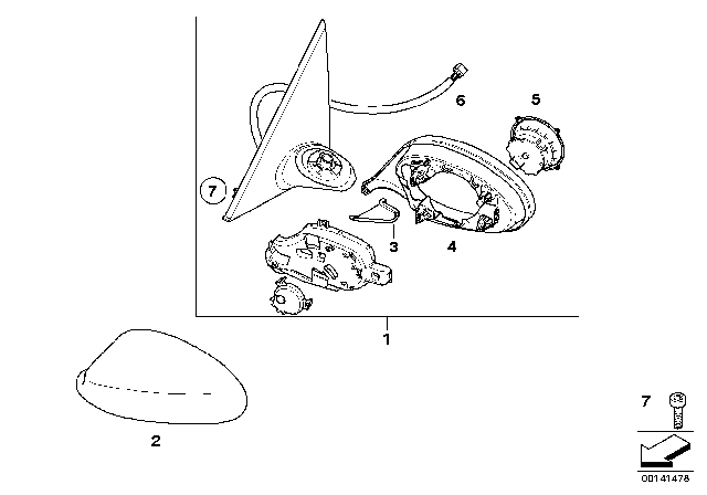 2013 BMW 135i Fold-In Outside Mirror Diagram 1