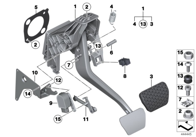 2016 BMW X5 Pedal Assembly, Automatic Transmission Diagram