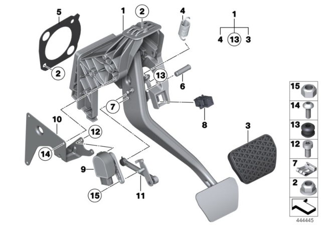 2017 BMW X5 Pedal Assembly, Automatic Transmission Diagram