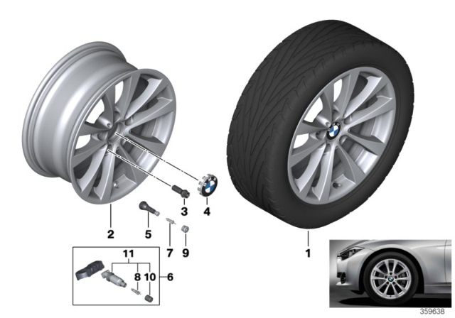 2016 BMW 328i BMW LA Wheel, V-Spoke Diagram 1