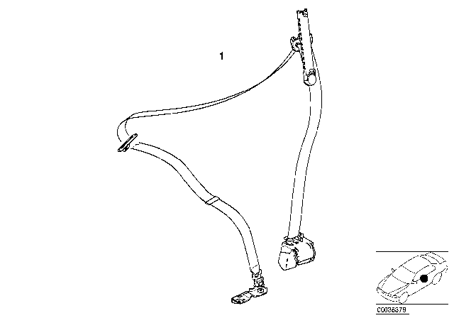 2000 BMW 740iL Left Front Upper Seat Belt, Overlength Diagram for 72118235561