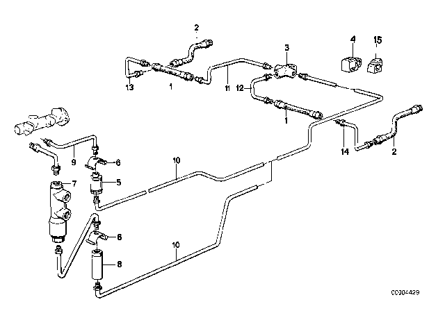 1987 BMW 325i Brake Pipe, Rear Diagram