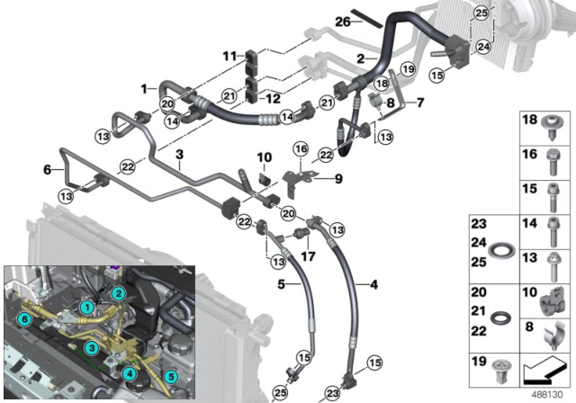 2014 BMW i3 Refrigerant Lines, Front Diagram