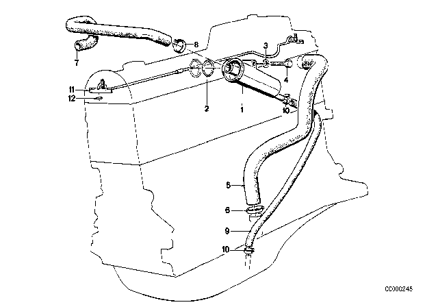 1986 BMW 524td Crankcase - Ventilation Diagram