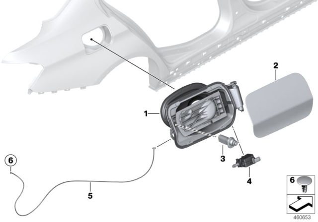 2017 BMW 430i Gran Coupe Fill-In Flap Diagram