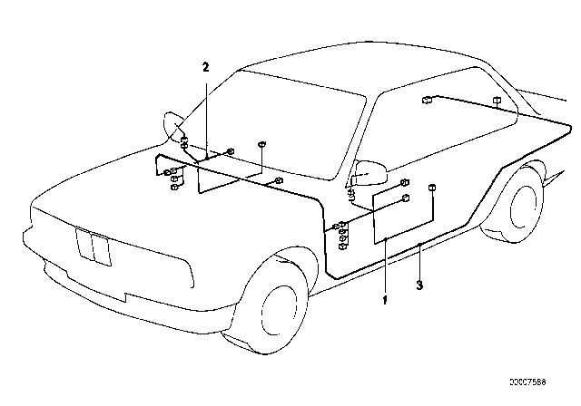 1982 BMW 633CSi Wiring Co-Drivers Side Diagram for 61121369272