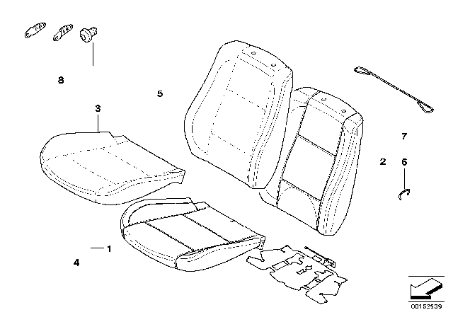 2004 BMW X3 Seat, Front, Cushion & Cover Diagram 3