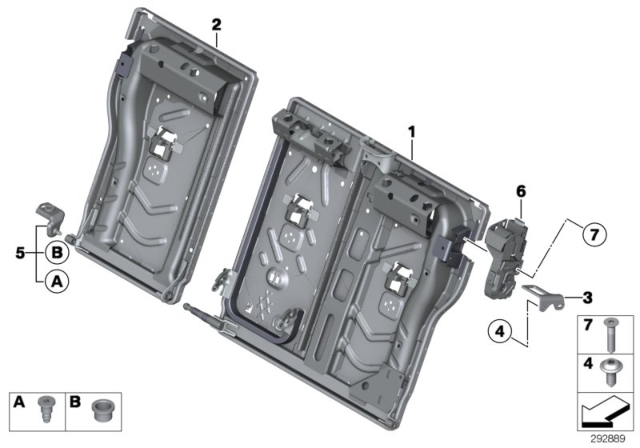 2019 BMW 330i xDrive Seat, Rear, Seat Frame Diagram 1