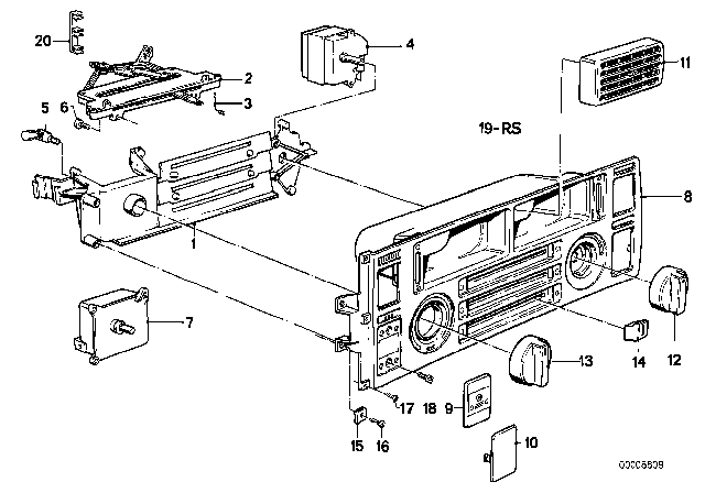 1985 BMW 635CSi Heating / Air Conditioner Actuation Diagram