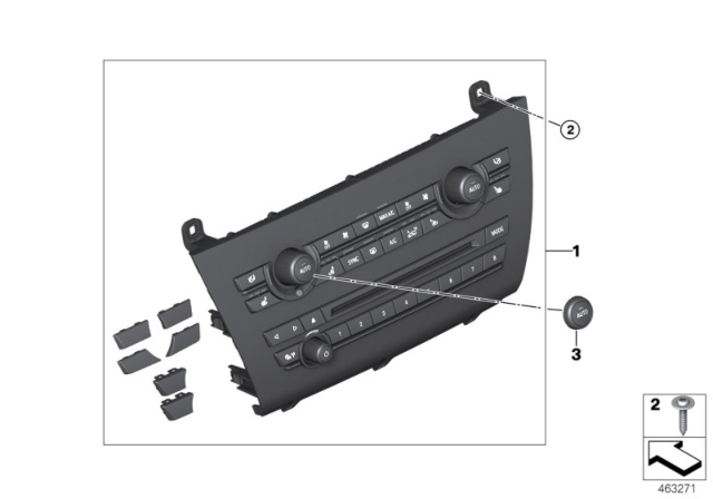 2015 BMW X6 Radio And A/C Control Panel Diagram 1