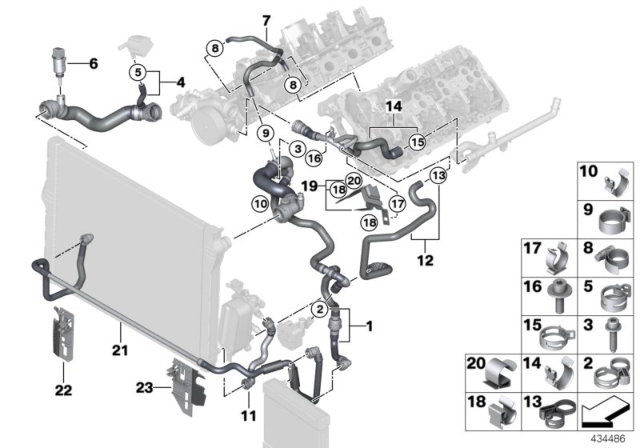 2014 BMW 650i Coolant Hose Diagram for 17127619724