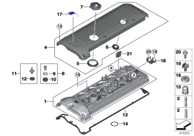 2004 BMW M3 Cylinder Head Cover Diagram