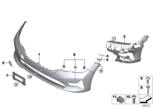 2020 BMW 330i xDrive Trim Cover, Bumper, Primered Diagram for 51118496501