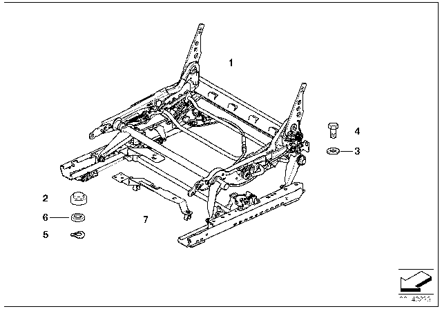 2006 BMW Z4 M Front Seat Rail Diagram 1