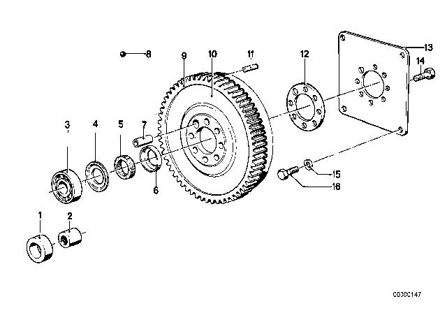 1988 BMW 735iL Flywheel / Twin Mass Flywheel Diagram