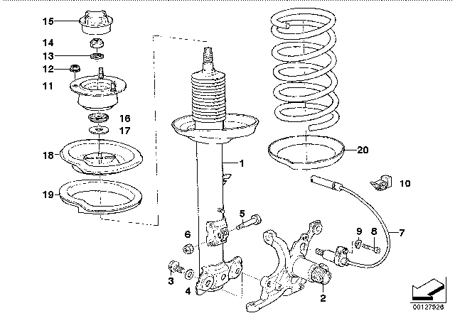 1999 BMW 328is Right King Pin Diagram for 31211092080