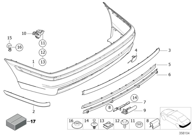 2004 BMW 330i M Trim Panel, Rear Diagram 1