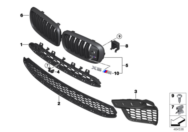 2018 BMW X6 M Grille, Front, Left Diagram for 51118056771