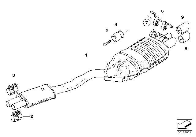 2010 BMW X3 Muffler Pipe Diagram for 18303428039