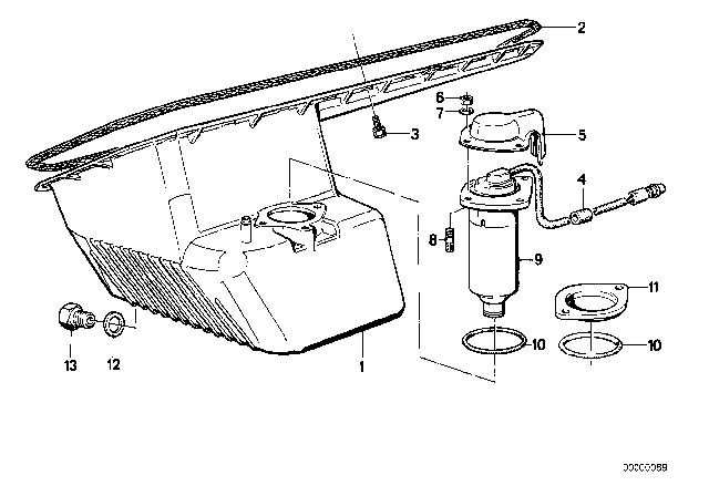 1988 BMW 325i Oil Pan / Oil Level Indicator Diagram