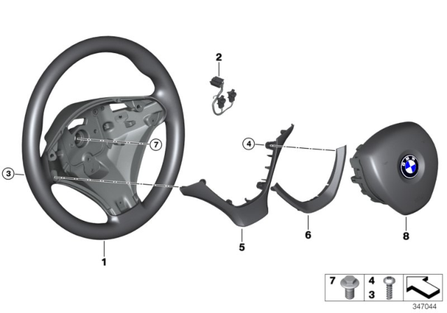 2012 BMW X5 Airbag Sports Steering Wheel Diagram