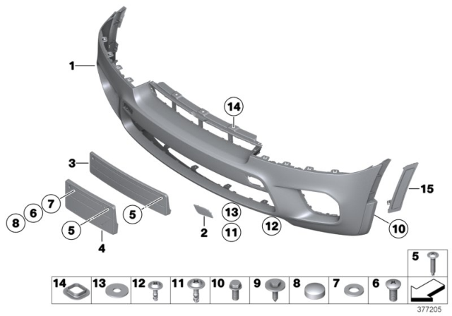 2013 BMW X5 Set, Trims, Towing Lug, Primed Diagram for 51118050697