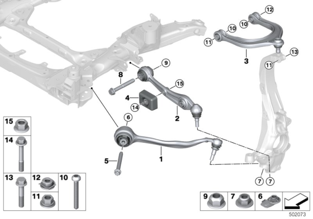 2020 BMW X6 Front Axle Support, Wishbone / Tension Strut Diagram