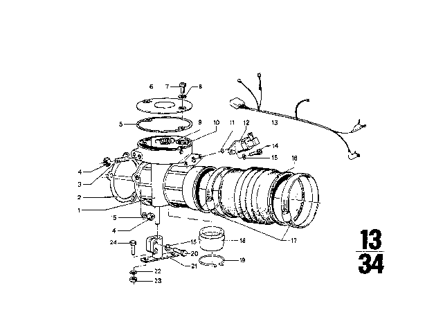 1971 BMW 2002tii Exchange Throttle-Valve Assembly Diagram for 13540435746