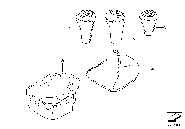 2008 BMW 550i Gear Shift Knobs / Shift Lever Coverings Diagram