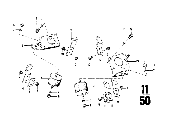 1973 BMW 3.0S Right Supporting Bracket Diagram for 11811103773
