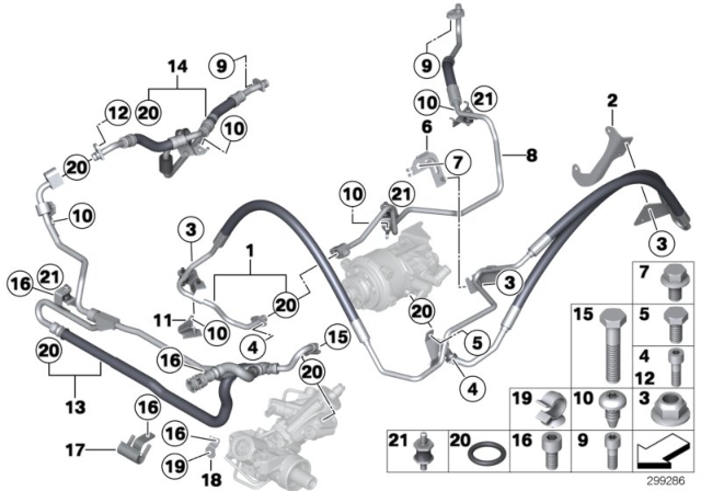 2013 BMW 535i xDrive Power Steering / Oil Pipe Diagram
