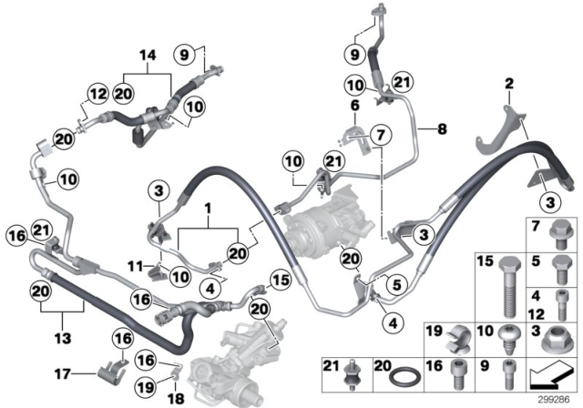 2011 BMW 535i GT xDrive Power Steering / Oil Pipe Diagram