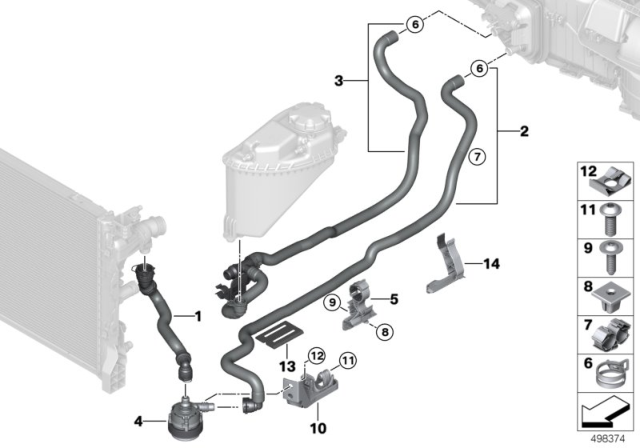 2020 BMW 750i xDrive Cooling Water Hoses Diagram