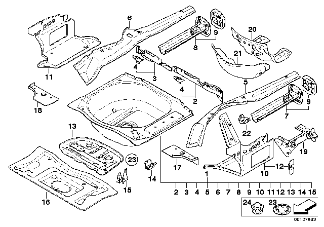 2008 BMW 650i Mounting Parts For Trunk Floor Panel Diagram