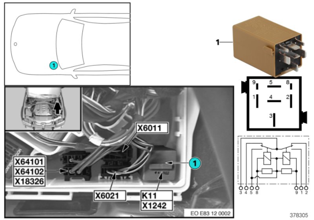 2006 BMW X3 Relay, Windscreen Wipers Diagram 2