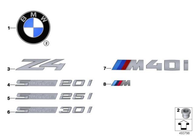 2020 BMW Z4 Emblems / Letterings Diagram